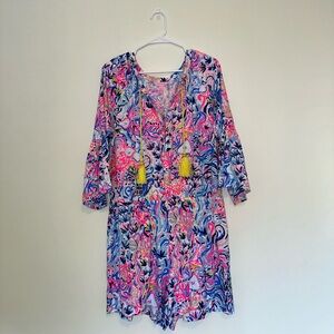 LILLY PULITZER Romper Dress Beach Ruffle Sleeves